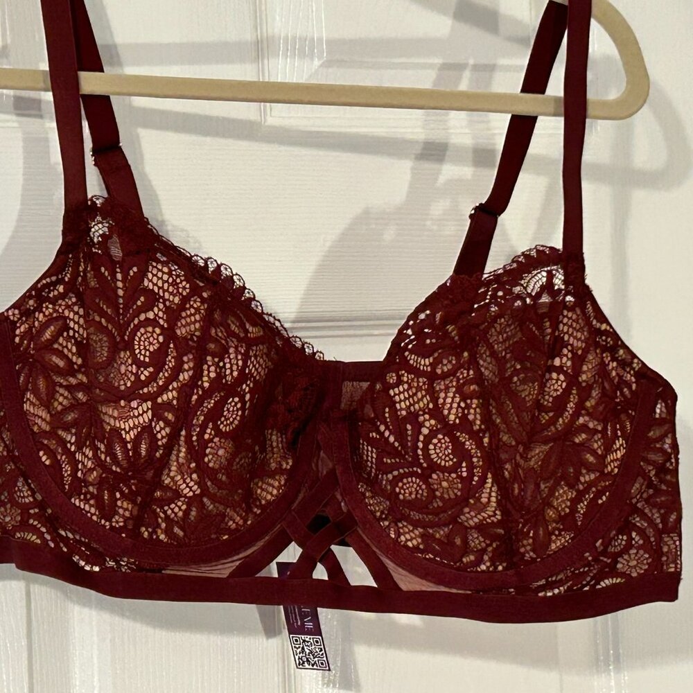 NWT Adore Me Diara Bra + Panty Set - Burgundy - Size 42C + 1X - Picture 7 of 14